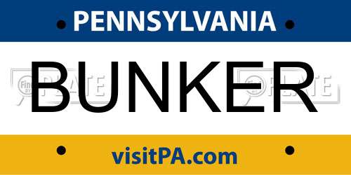 BUNKER Pennsylvania License Plate