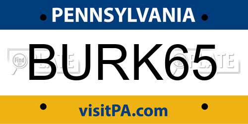 BURK65 Pennsylvania License Plate