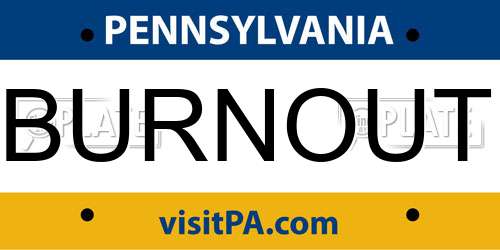 BURNOUT Pennsylvania License Plate