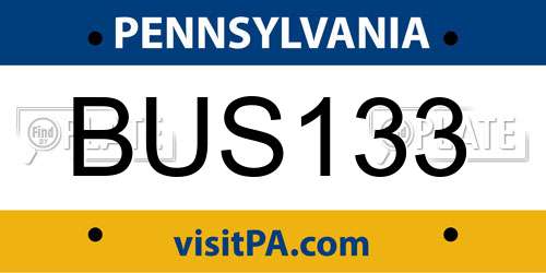 BUS133 Pennsylvania License Plate