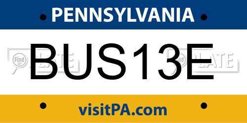 BUS13E Pennsylvania License Plate