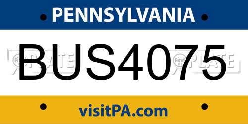 BUS4075 Pennsylvania License Plate