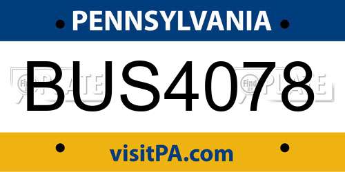 BUS4078 Pennsylvania License Plate