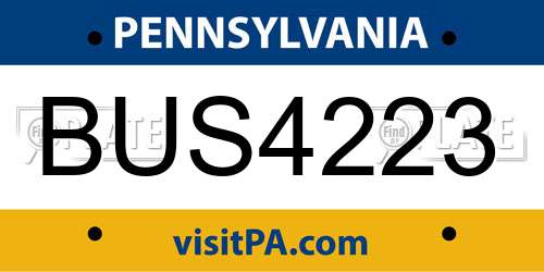BUS4223 Pennsylvania License Plate