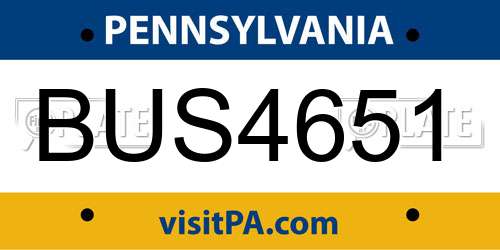 BUS4651 Pennsylvania License Plate