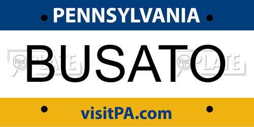 BUSATO Pennsylvania License Plate