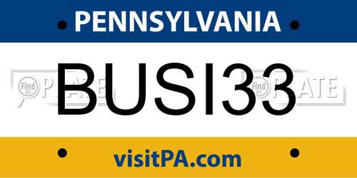 BUSI33 Pennsylvania License Plate