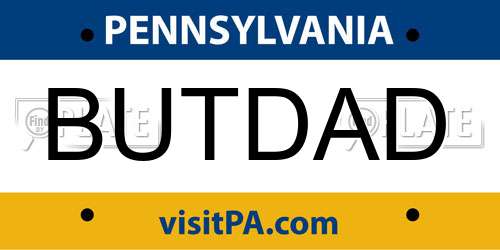 BUTDAD Pennsylvania License Plate