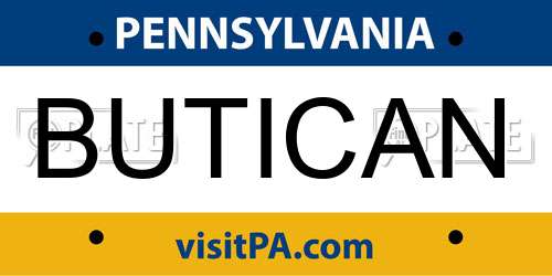 BUTICAN Pennsylvania License Plate