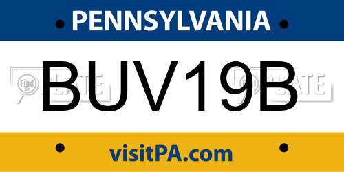 BUV19B Pennsylvania License Plate