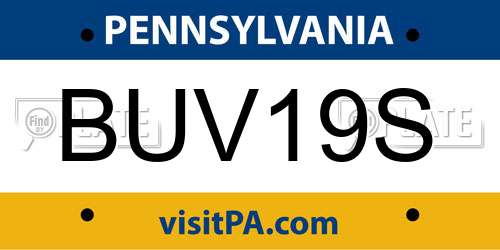 BUV19S Pennsylvania License Plate