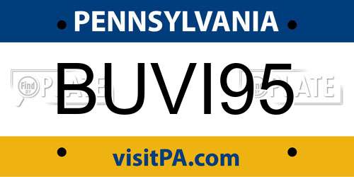 BUVI95 Pennsylvania License Plate
