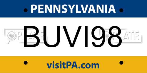 BUVI98 Pennsylvania License Plate