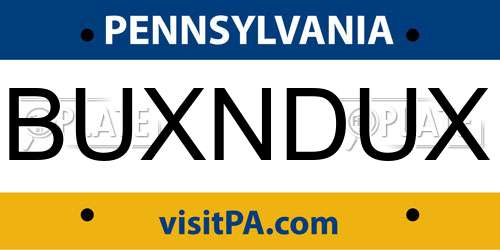 BUXNDUX Pennsylvania License Plate