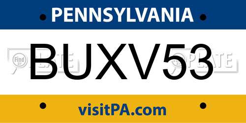 BUXV53 Pennsylvania License Plate