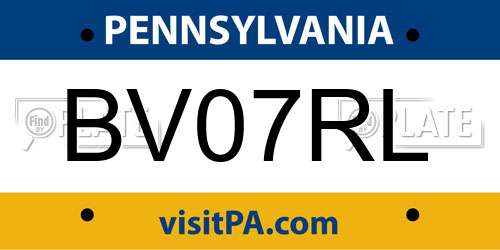 BV07RL Pennsylvania License Plate