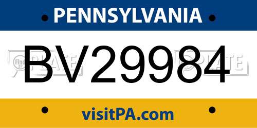 BV29984 Pennsylvania License Plate