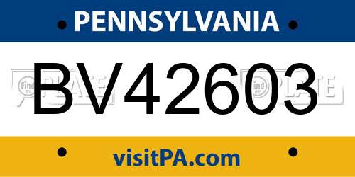 BV42603 Pennsylvania License Plate