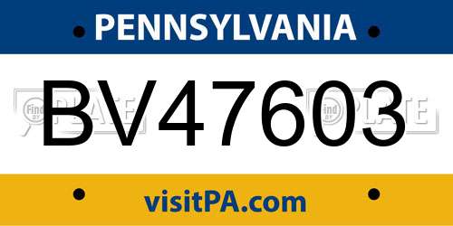 BV47603 Pennsylvania License Plate