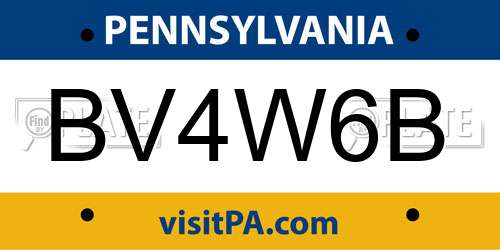 BV4W6B Pennsylvania License Plate
