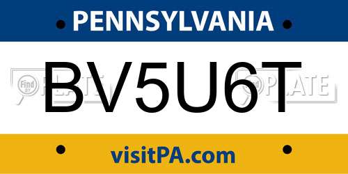 BV5U6T Pennsylvania License Plate