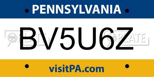 BV5U6Z Pennsylvania License Plate