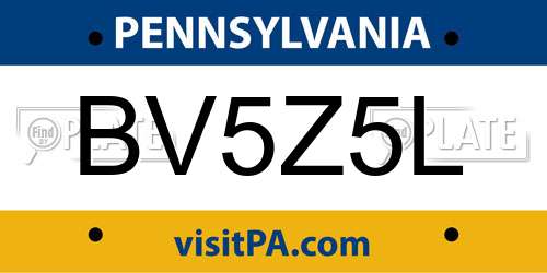 BV5Z5L Pennsylvania License Plate