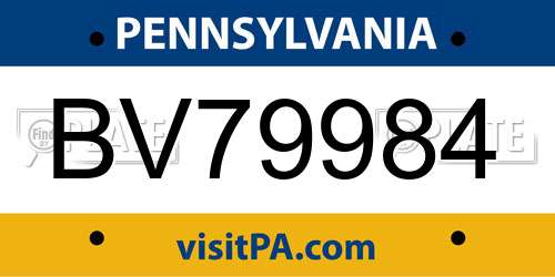 BV79984 Pennsylvania License Plate