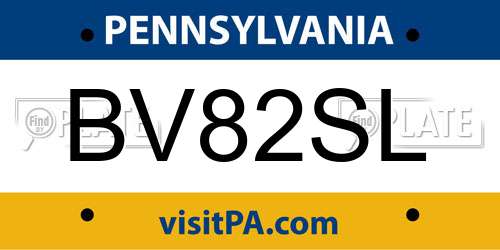 BV82SL Pennsylvania License Plate