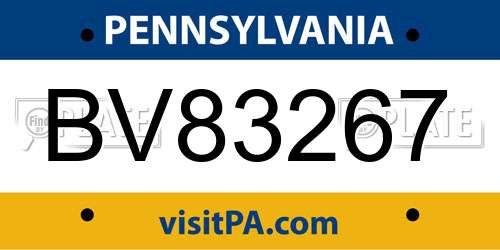 BV83267 Pennsylvania License Plate