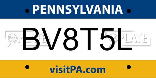BV8T5L Pennsylvania License Plate