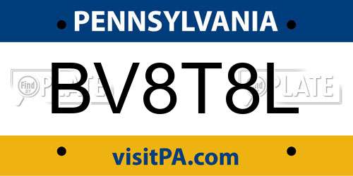 BV8T8L Pennsylvania License Plate