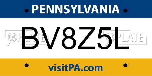 BV8Z5L Pennsylvania License Plate