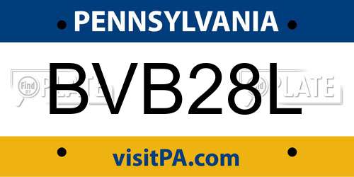 BVB28L Pennsylvania License Plate
