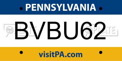 BVBU62 Pennsylvania License Plate