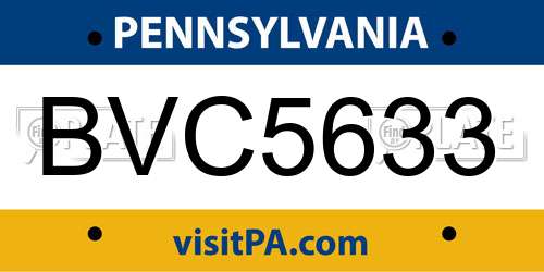 BVC5633 Pennsylvania License Plate