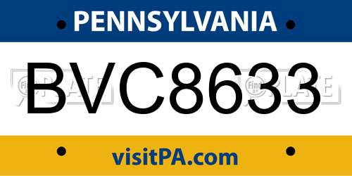 BVC8633 Pennsylvania License Plate