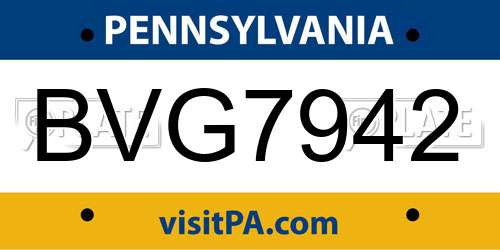BVG7942 Pennsylvania License Plate