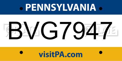 BVG7947 Pennsylvania License Plate