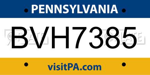 BVH7385 Pennsylvania License Plate