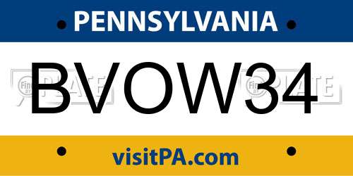 BVOW34 Pennsylvania License Plate
