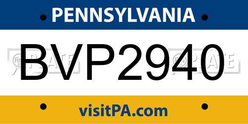 BVP2940 Pennsylvania License Plate
