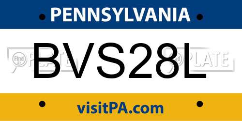 BVS28L Pennsylvania License Plate
