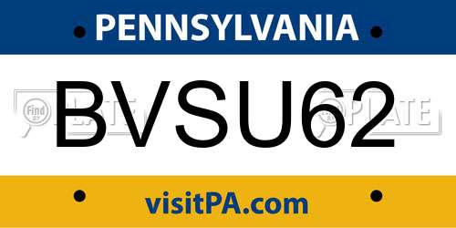 BVSU62 Pennsylvania License Plate