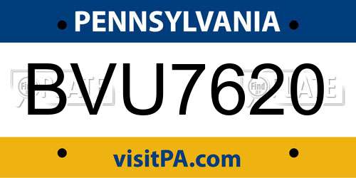 BVU7620 Pennsylvania License Plate