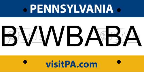 BVWBABA Pennsylvania License Plate