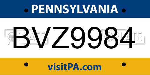BVZ9984 Pennsylvania License Plate