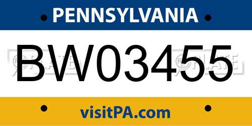 BW03455 Pennsylvania License Plate