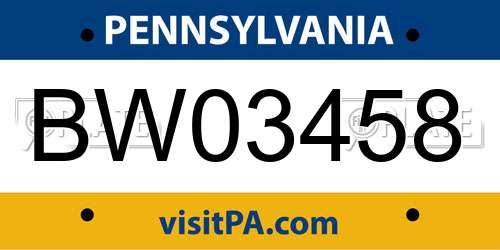 BW03458 Pennsylvania License Plate