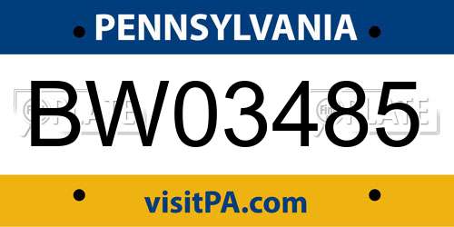 BW03485 Pennsylvania License Plate